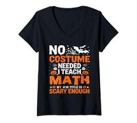 Womens Funny Halloween Math Teacher Mathematics Educator Tutor V-Neck T-Shirt