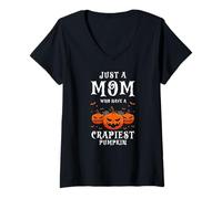 Womens Funny Halloween Mom with The Silliest Pumpkin Ever V-Neck T-Shirt
