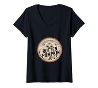 Womens Funny Halloween Rotten Pumpkin Juice V-Neck T-Shirt