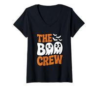 Womens Funny Halloween The Boo Crew Family Style 02 V-Neck T-Shirt