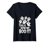 Womens Funny Halloween This is How We Boo It Style V-Neck T-Shirt