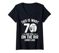 Women's Funny Ham Radio Operator 70th Birthday 70 Years Old Bday V-Neck T-Shirt