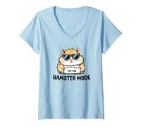 Womens Funny Hamster Joke Hammy Cute Pet Wheel Wearing Sunglasses V-Neck T-Shirt