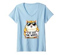 Womens Funny Hamster Joke Hammy Cute Pet Wheel Wearing Sunglasses V-Neck T-Shirt