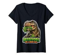 Women's Funny Herbivore Day Dino Humor V-Neck T-Shirt