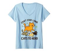 Womens Funny Herding Cats Joke Cat Kitten V-Neck T-Shirt