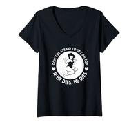 Womens Funny Hey Big Girl Don t Be Afraid To Get On Top If He V-Neck T-Shirt