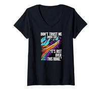 Women's Funny Hiking False Summit Joke Just Over This Ridge V-Neck T-Shirt