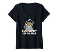 Women's Funny Hiking Packed Heavy for The Trail V-Neck T-Shirt