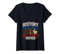 Women's Funny History Teacher 4th of July Joke Humor V-Neck T-Shirt