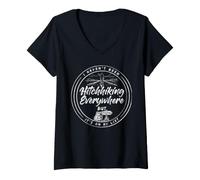 Women's Funny Hitchhiking Hitch Hiker V-Neck T-Shirt