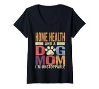 Womens Funny Home Health And A Dog Mom Pet Lover Dog Mama Owner V-Neck T-Shirt