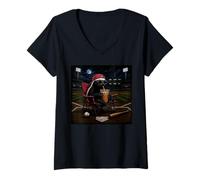 Women's Funny Honey Badger Baseball Iced Coffee Love I Live Here Now V-Neck T-Shirt