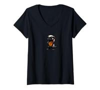 Women's Funny Honey Badger Wearing Sunglasses Playing Mandolin V-Neck T-Shirt
