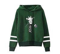 Women's Funny Hoodies Giraffe and Roses Print Long Sleeve Hooded Pullover Sweatshirt Green