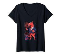 Womens Funny Horse Ate Fireworks Chinese New Year Celebration V-Neck T-Shirt