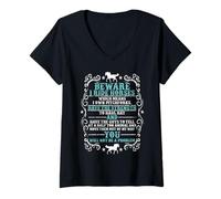 Womens Funny Horse Lover Beware I Ride Horses V-Neck T-Shirt