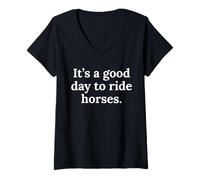 Womens Funny Horse Pony Girls Women Men Boys who Like Horses Saying V-Neck T-Shirt