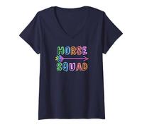 Womens Funny Horse Squad Kids Gallop Crew Cowgirl Ranch Team Girl V-Neck T-Shirt