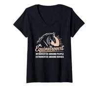 Womens Funny Horseback Riding for Equestrian Horse Rider for Women V-Neck T-Shirt