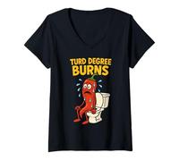 Womens Funny Hot Chili Pepper Spicy Food Turd Poo Pun Toilet Humor V-Neck T-Shirt