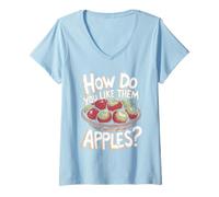Womens Funny How Do You Like Them Apples Pun V-Neck T-Shirt