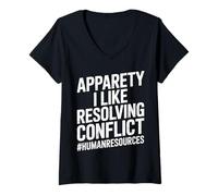 Women's Funny HR Quote Office Humor Resolving Conflict Design V-Neck T-Shirt