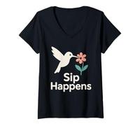 Womens Funny Hummingbird Meme Tiny Bird Big Energy Nectar Nature V-Neck T-Shirt