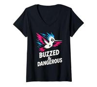Womens Funny Hummingbird Meme Tiny Bird Big Energy Nectar Nature V-Neck T-Shirt