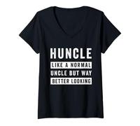 Women's Funny Huncle Like Normal Uncle Better Looking Uncle Family V-Neck T-Shirt