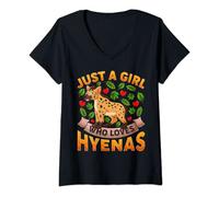 Womens Funny Hyena Animal Lover Just A Girl Who Loves Hyenas V-Neck T-Shirt