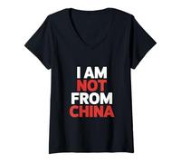 Women's Funny I Am Not from China Sarcastic Saying V-Neck T-Shirt