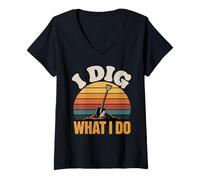 Women's Funny I Dig What I Do Shovel Gardening Lover V-Neck T-Shirt
