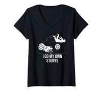 Womens Funny I Do My Own Stunts Cool Motorcycle Gift For Men Women V-Neck T-Shirt