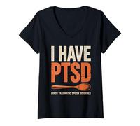 Womens Funny I Have PTSD Pinoy Traumatic Spoon Saying Women Men V-Neck T-Shirt