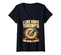 Women's Funny I Like Knife Throwing and Maybe 3 People V-Neck T-Shirt