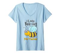 Women's Funny I Love Being Your Teacher Bee Design V-Neck T-Shirt