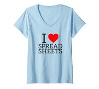 Womens Funny: I Love/Heart Spreadsheets V-Neck T-Shirt