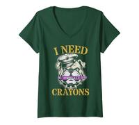Women's Funny I Need Crayons Jarhead Son Dad Military My Troop IYKYK V-Neck T-Shirt