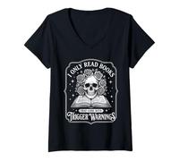 Women's Funny I only Read Books that Come with Trigger warnings V-Neck T-Shirt