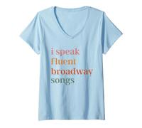 Womens Funny I Speak Fluent Broadway Songs Retro Vintage V-Neck T-Shirt