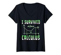Women's Funny I Survived Calculus Math Class School V-Neck T-Shirt