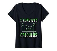 Women's Funny I Survived Calculus Math Class School V-Neck T-Shirt