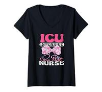 Womens Funny ICU Nurse Intensive Care Unit Nurse Emergency Nurse V-Neck T-Shirt