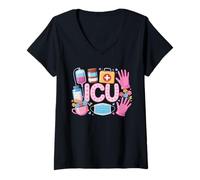 Womens Funny ICU Nurse Intensive Care Unit Nurse Emergency Nurse V-Neck T-Shirt