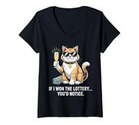 Womens Funny If I Won The Lottery You’d Notice More cat Women V-Neck T-Shirt