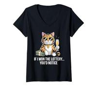 Womens Funny If I Won The Lottery You’d Notice My cat V-Neck T-Shirt