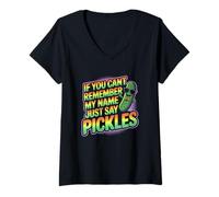 Womens Funny If You Can’t Remember Name Say Pickles Retro Rainbow V-Neck T-Shirt