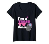 Women's Funny I'm A Trash TV Queen, Reality TV Lovers V-Neck T-Shirt