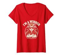 Women's Funny I'm A Winner Goat Let's Go Game Day Greatest Dad Field V-Neck T-Shirt